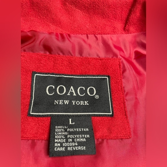 Coaco Red Button Front Faux Suede Shirt Jacket Shacket Size Large - Picture 2 of 7